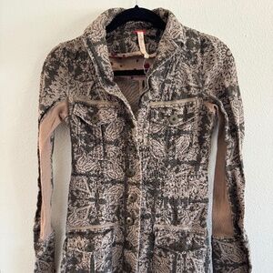 Free People Printed Button-Front Utility Jacket